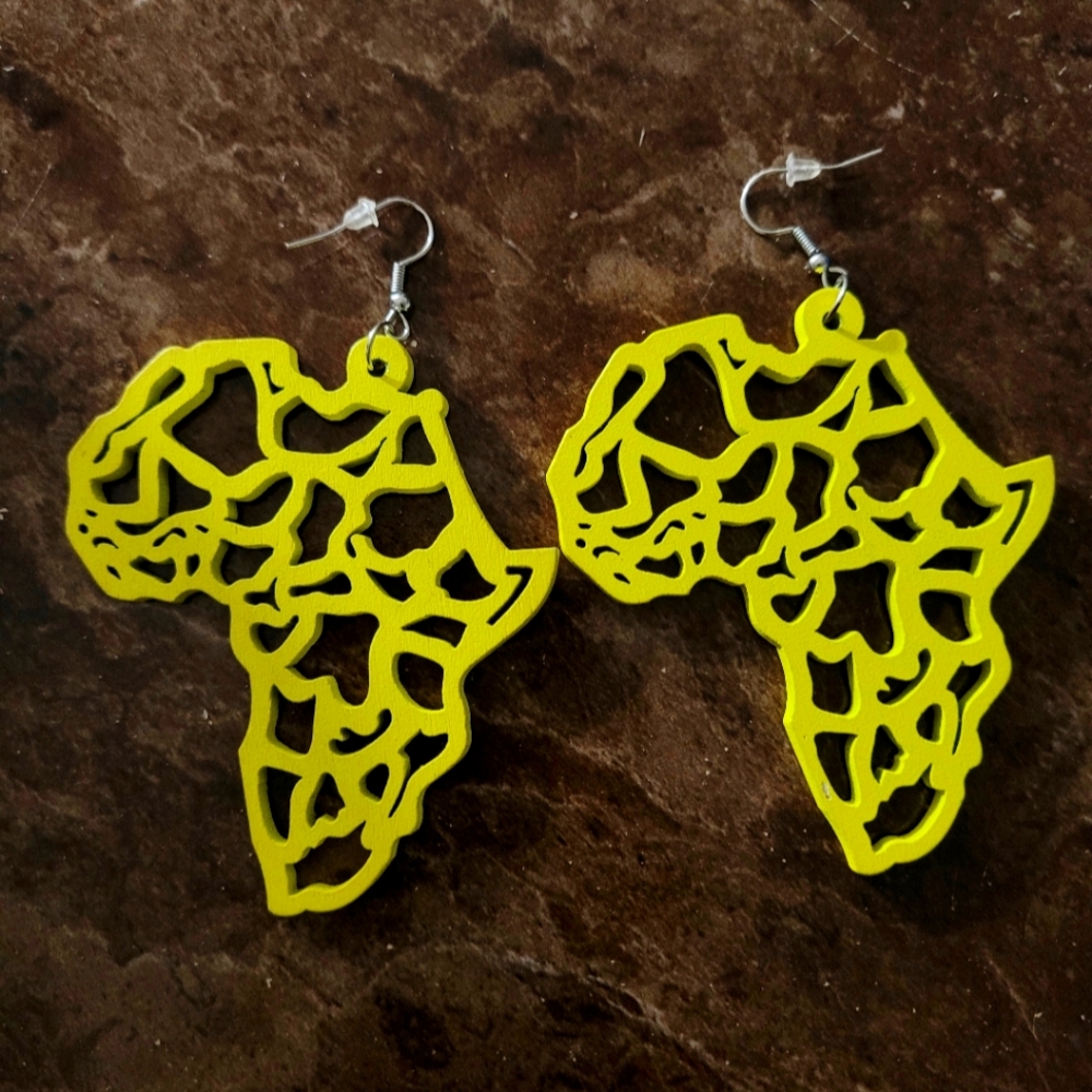 Wood Neon Africa Inspired Earrings